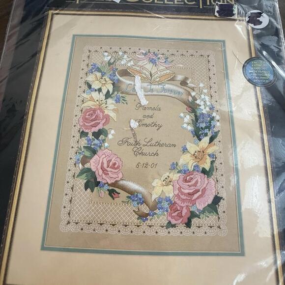 Dimensions Gold Collection Crewel Kit Love Forever Wedding Record 1999 - Picture 2 of 5